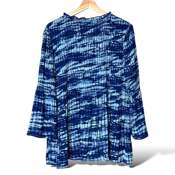 CHLOE + RENE Easy Care Poly Pleated Tie Dye Tunic Blouse Bell Sleeves US Sz XL - Picture 4 of 12